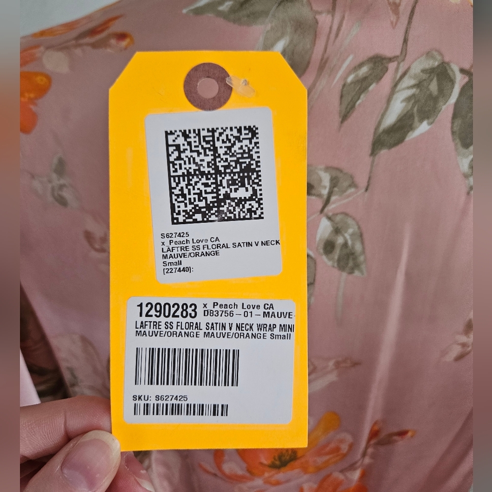 NWT Peach Love Satin Wrap Mini Dress - small - Picture 8 of 9